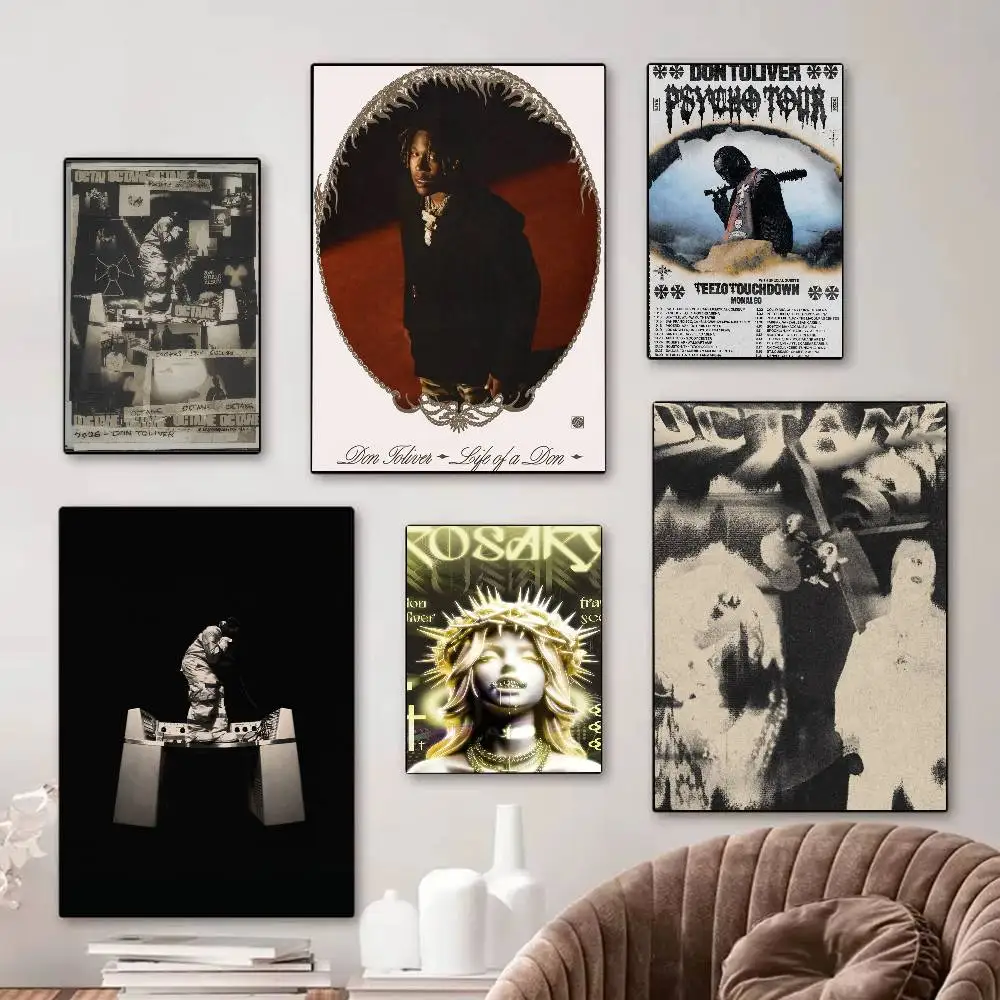 Hip-Hop-Sänger D-Don T-Toliver Anime-Poster Selbstklebende Dekoration Wandkunst Weißes Kraftpapier Wanddekoration