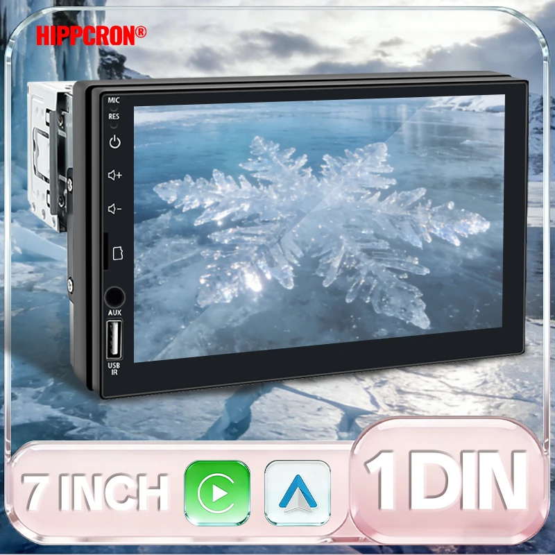Hippcron 7-Zoll Autoradio 1 Din CarPlay Android Auto Universal MP5-Player FM USB Auto-Audio Bluetooth Unterstützung für Kamera Fahrzeug-Stereoanlage Image