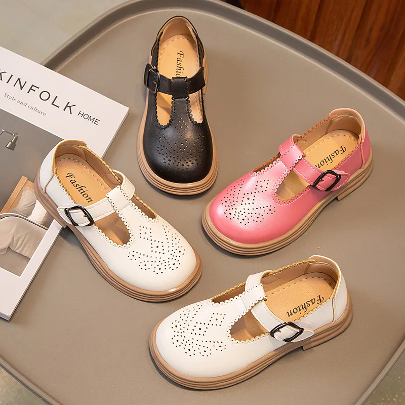 Mädchen Lederschuhe für Hochzeit Party Mode Prinzessin Vintage T-Riemen Kinder Wohnungen atmungsaktiv weich Frühling Herbst brandneu weich