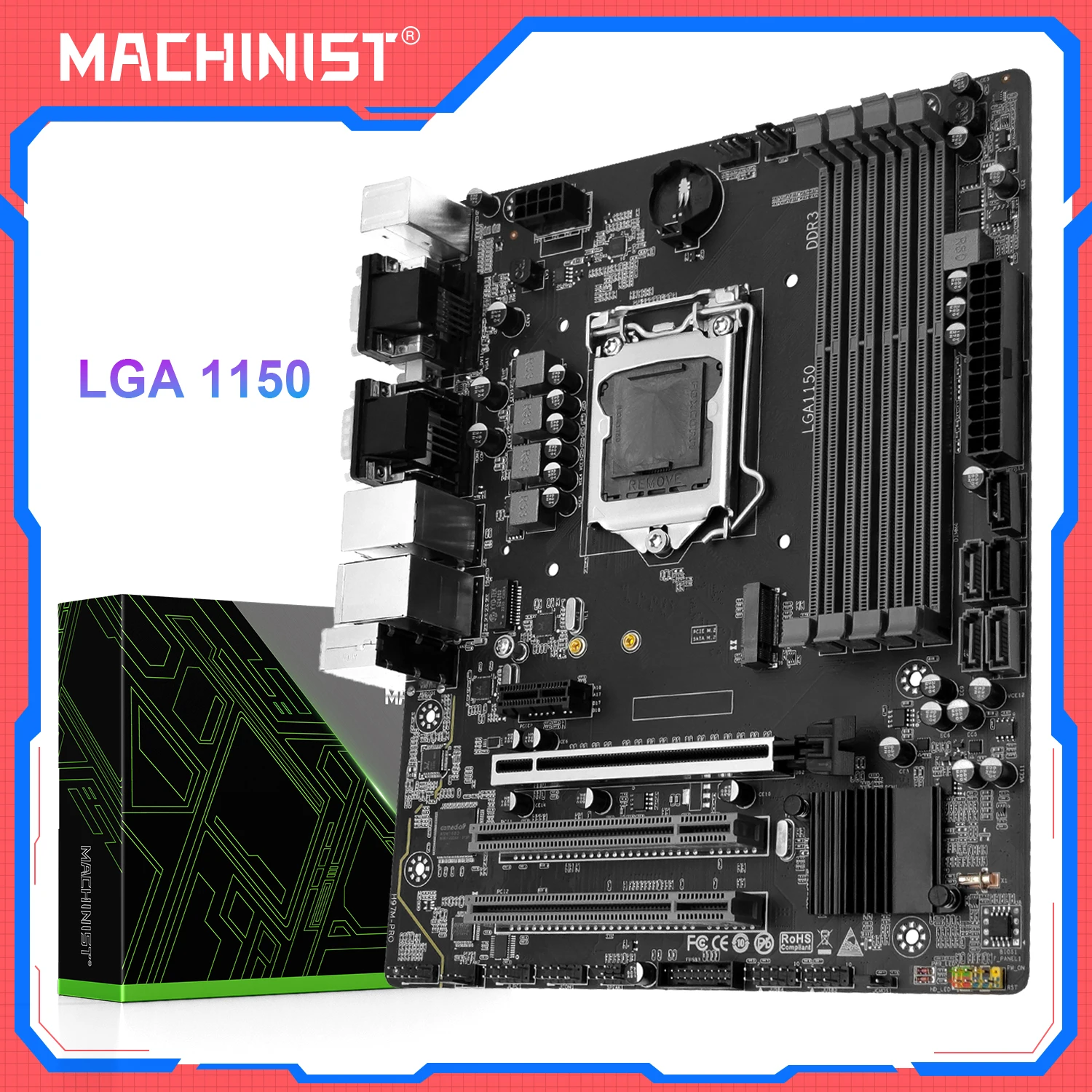 MACHINIST H97M PRO Motherboard unterstützt LGA 1150 Intel Core I3 I5 I7 E3 CPU DDR3 RAM SATA3.0 USB3.0 NVME NGFF M.2 M-ATX Image