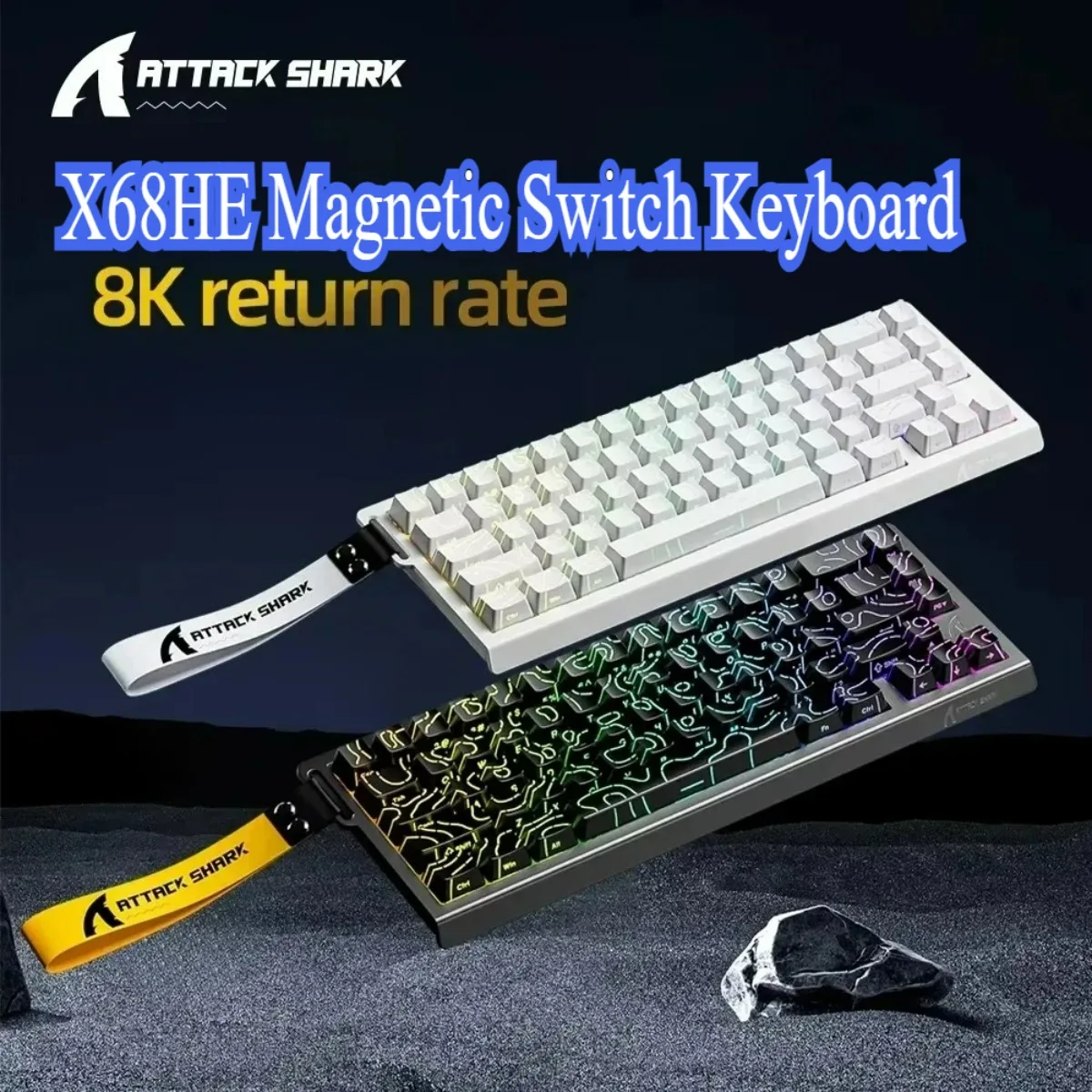 Magnetische Gaming-Tastatur ATTACK SHARK X68HE 0,01mm Rapid Trigger 8000Hz SOCD/Rs 0,125ms 128K Rate, Geeignet für PC MAC PS4 PS5 Image