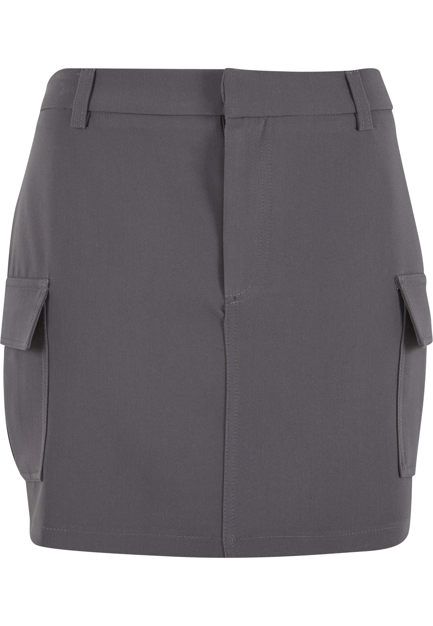 Sommerrock URBAN CLASSICS "Urban Classics Ladies Short Patched Pocket Skirt", Damen, Gr. S, magnet, 75% Polyester, 19% Viskose, 6% Elasthan, unifarben, normal, Röcke Image
