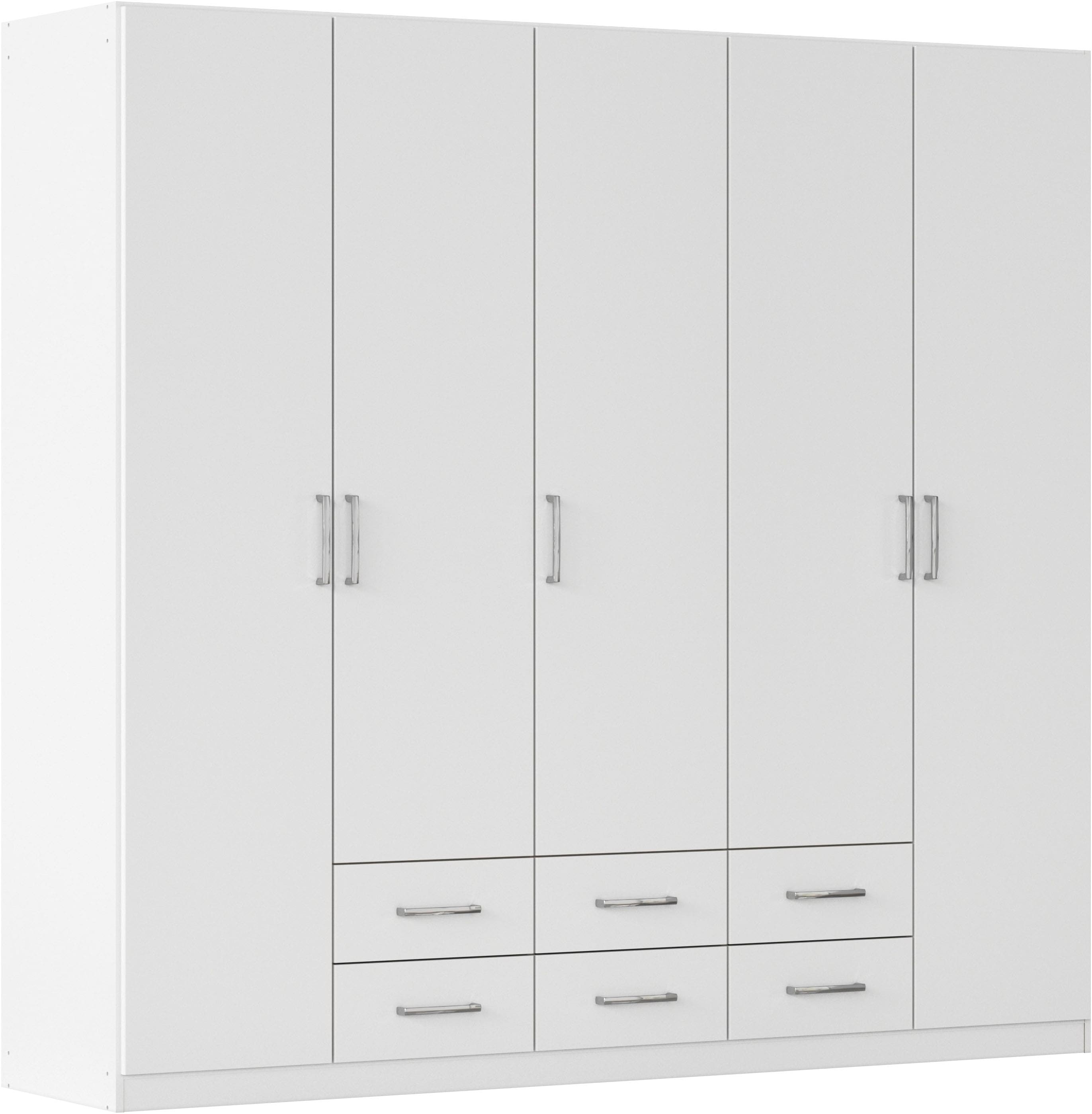 Drehtürenschrank RAUCH "Kleiderschrank Garderobe GAMMA Breiten 91/136/181/226/271/315/360 cm", alpinweiß, griffe chrom, B:226cm H:210cm T:54cm, Holzwerkstoff, Schränke, Drehtürenschrank, mit Schubladen, verschiedene Griff-Varianten TOPSELLER MADE IN... Image