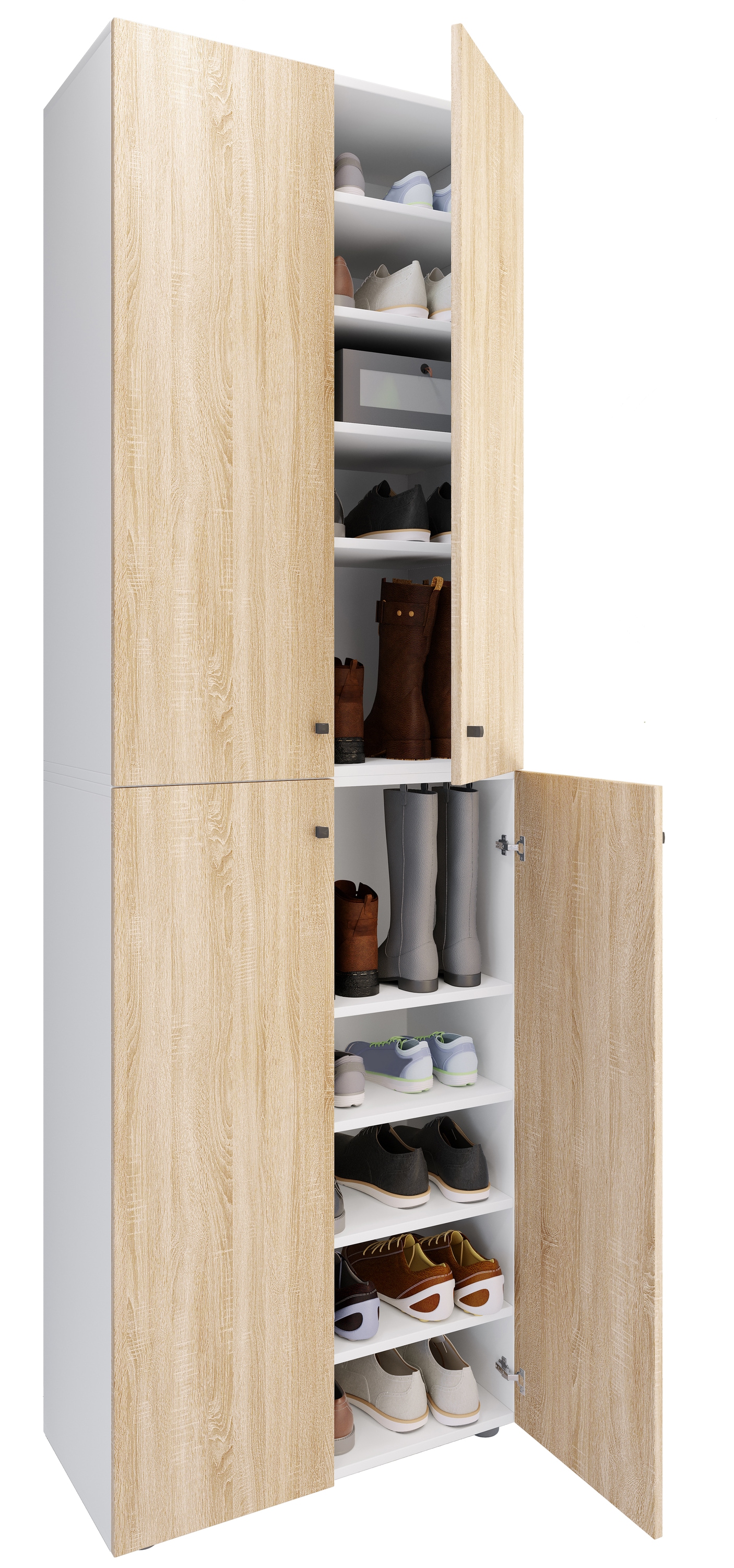 Schuhschrank VCM "XL Holz Großer Schuhschrank Schuhkommode Lona 10", braun (weiß, sonoma, eiche), B:70cm T:40cm, Obermaterial: 100% Holz Wood., Schränke, Schuhschrank Image