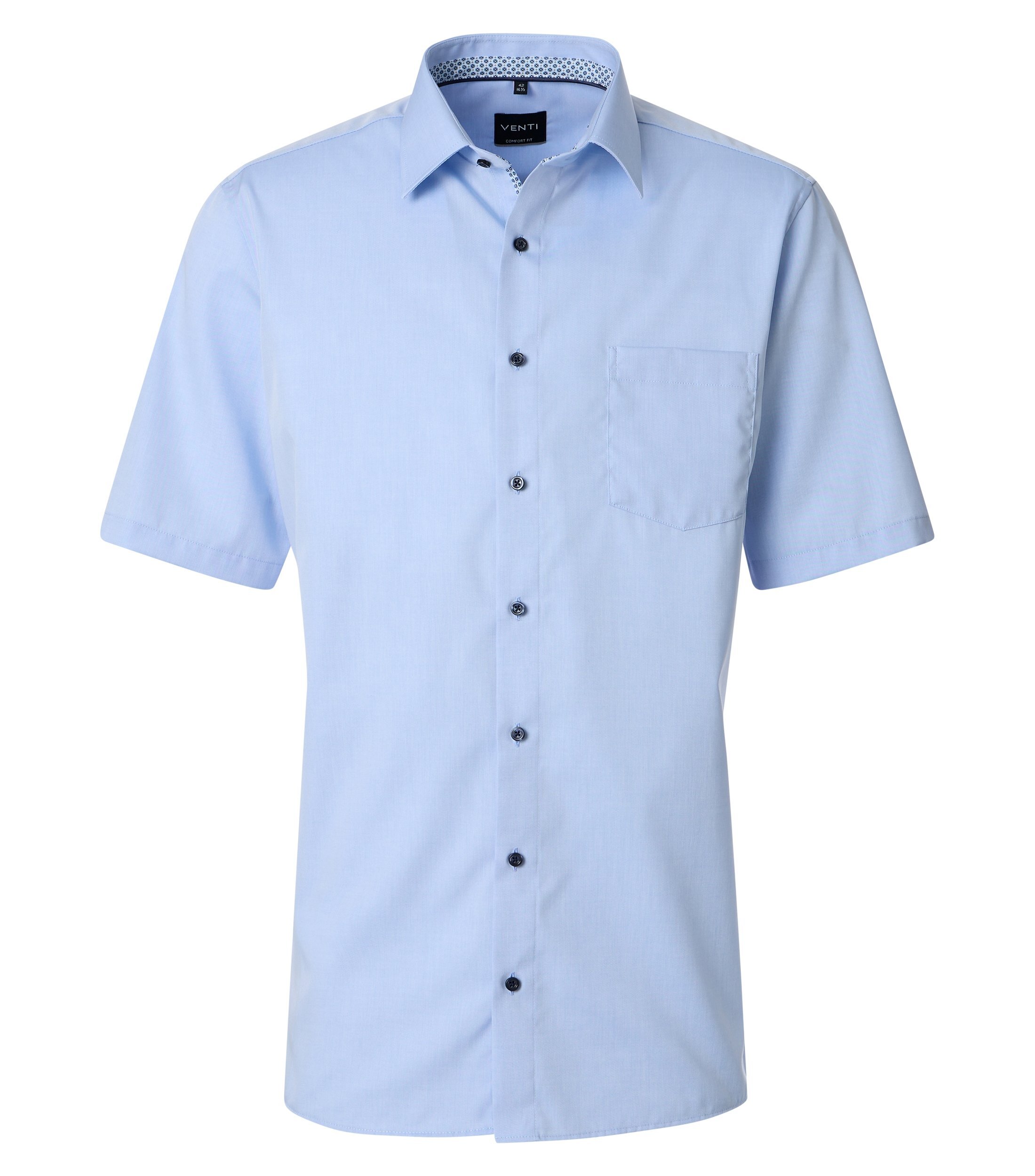 Businesshemd VENTI "VENTI Businesshemd Kurzarm uni", Herren, Gr. 52, Normalgrößen, hellblau, 100% Baumwolle, unifarben, comfort fit, Hemden