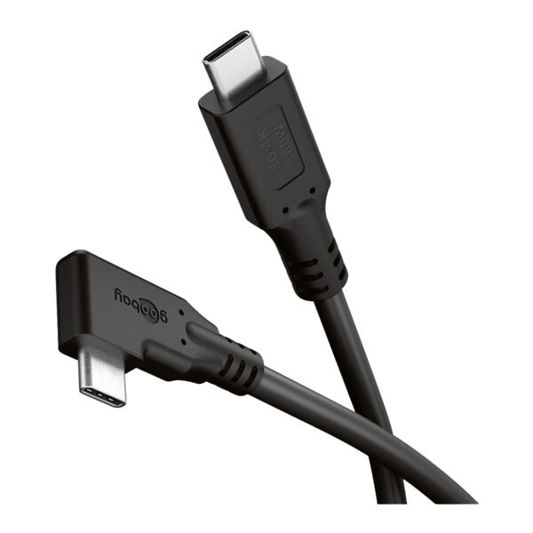 goobay USB-C-Kabel 90° 60 W schwarz 2 m schwarz