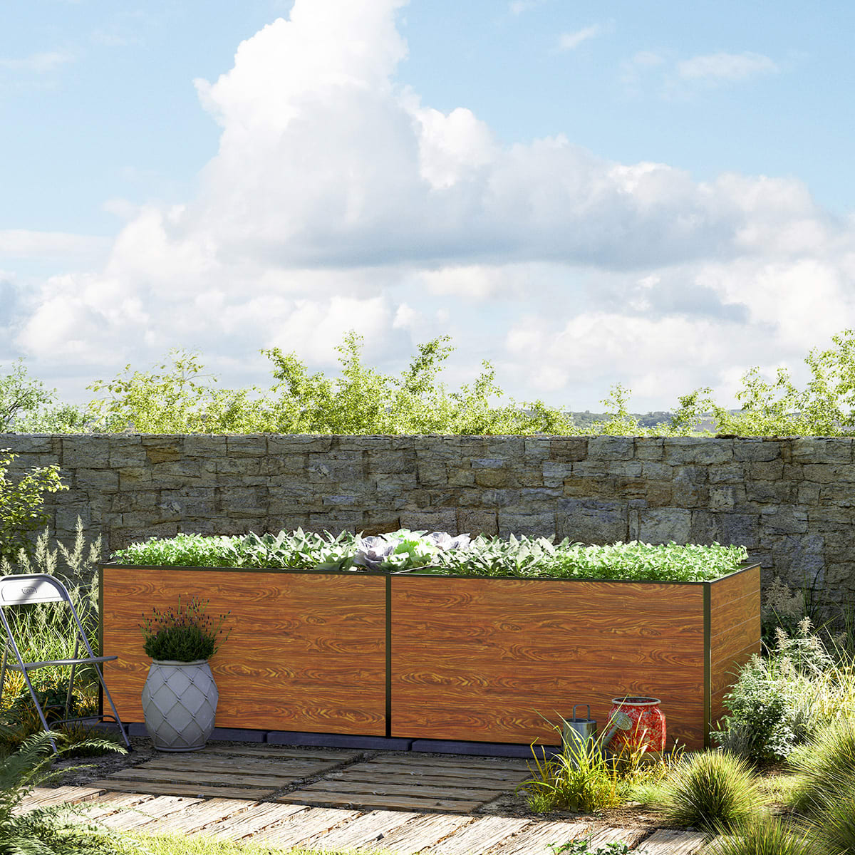 297 x 77 x 77 cm Hochbeet, Holzoptik - (GFPV00370)
