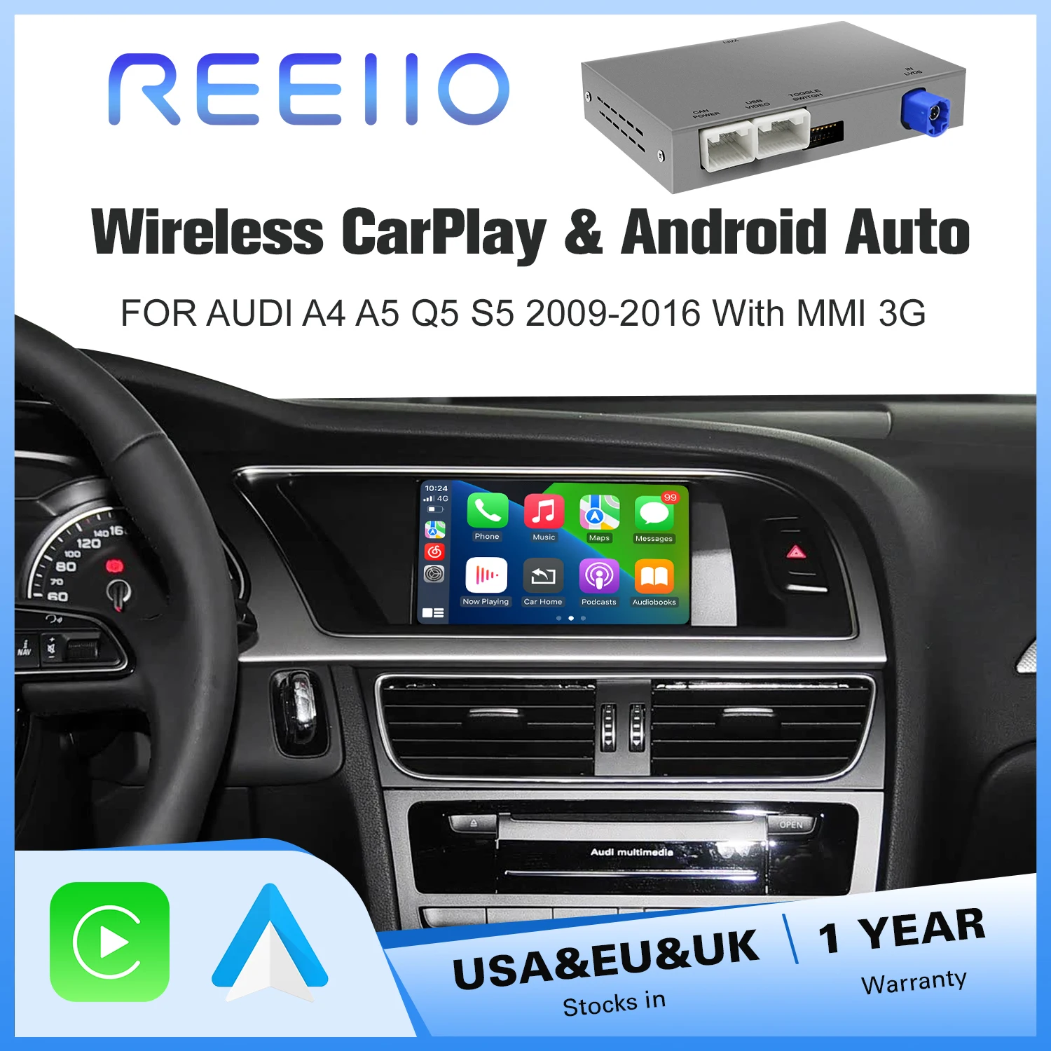 Drahtlose CarPlay Android Auto-Schnittstelle für Audi A4 A5 Q5 S4 S5 2010–2016 mit AirPlay Mirror Link Car Play-Funktionen Image