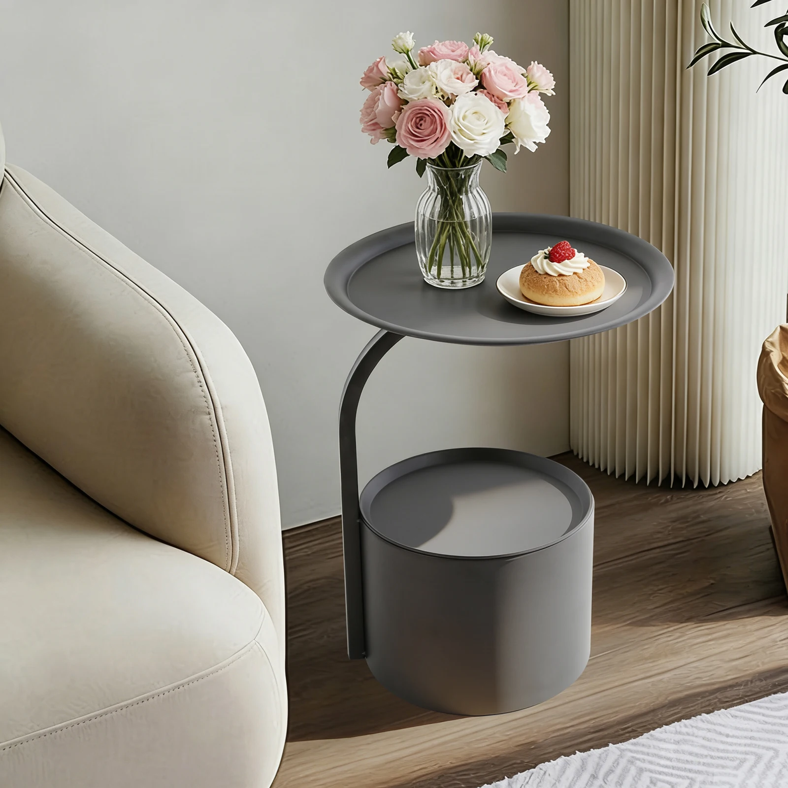 Moderner Runder Beistelltisch Durchdachtes Design Couchtisch Sofatisch