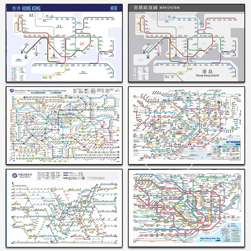 Tokyo JR Yamanote Bahnhof Schild Seoul U-Bahn Karte Poster und Drucke Leinwand Malerei Wand Kunst Bild für Zimmer Home Decor Image