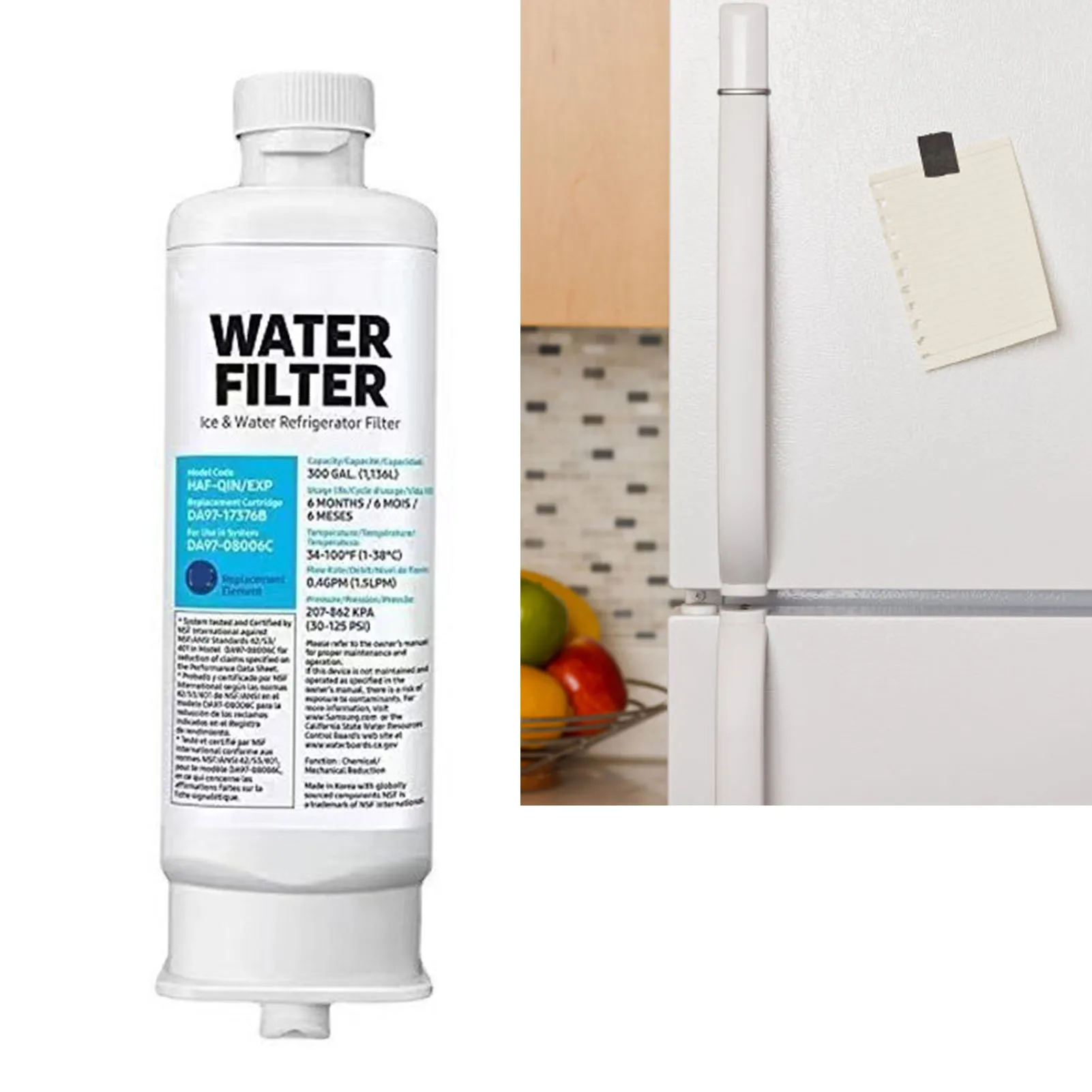 Kühlschrank-Wasserfilter DA97 17376B Auslaufsicherer Ersatz-Kühlschrank-Wasserfilter für Haushaltskühlschränke Wasserfilterkartusche