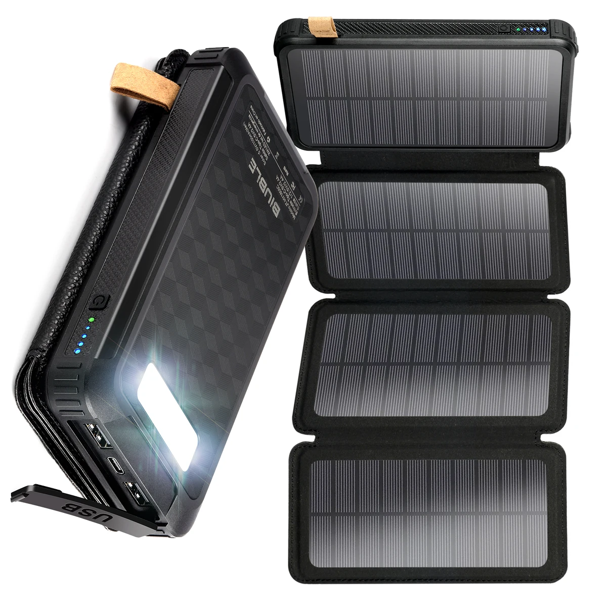 Wasserdichte Solar-Powerbank mit klappbaren Solarmodulen, 5 V 2 A USB-Ausgang, tragbare Outdoor-Camping-Sonnenkraft für Telefone, echte Kappe Image