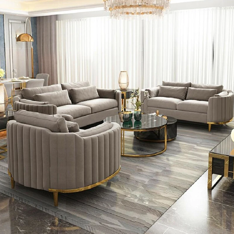 Luxus Sofa Wohnzimmer Möbel gebogene Kommode Home Lounge Sofa Sets italienische moderne Stoff Samt Sofa Set Möbel Image