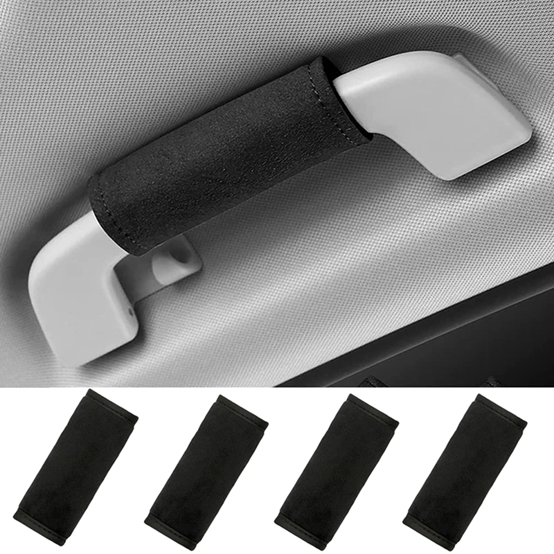 【F】Auto-Dachgriff-Dekor, weiche Wildlederabdeckung, Auto-Innenraum-Griffschutz, Deckengriff-Schutzhüllen, Dekor Image