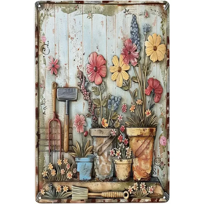 8x12 Vintage-Metallschild – Charmante Gartendekoration für Zuhause, Waschraum und Badezimmer, perfekt für Gartenliebhaber und -begeisterte Image
