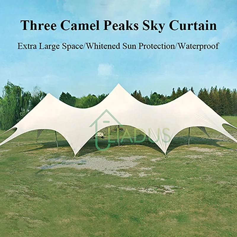 Wasserdichtes Outdoor-Campingzelt, Sonnenschutz-Markise mit Windseil, Nagel-Sonnenschutz für Reisen, Picknicks, Garten, Campingausrüstung Image