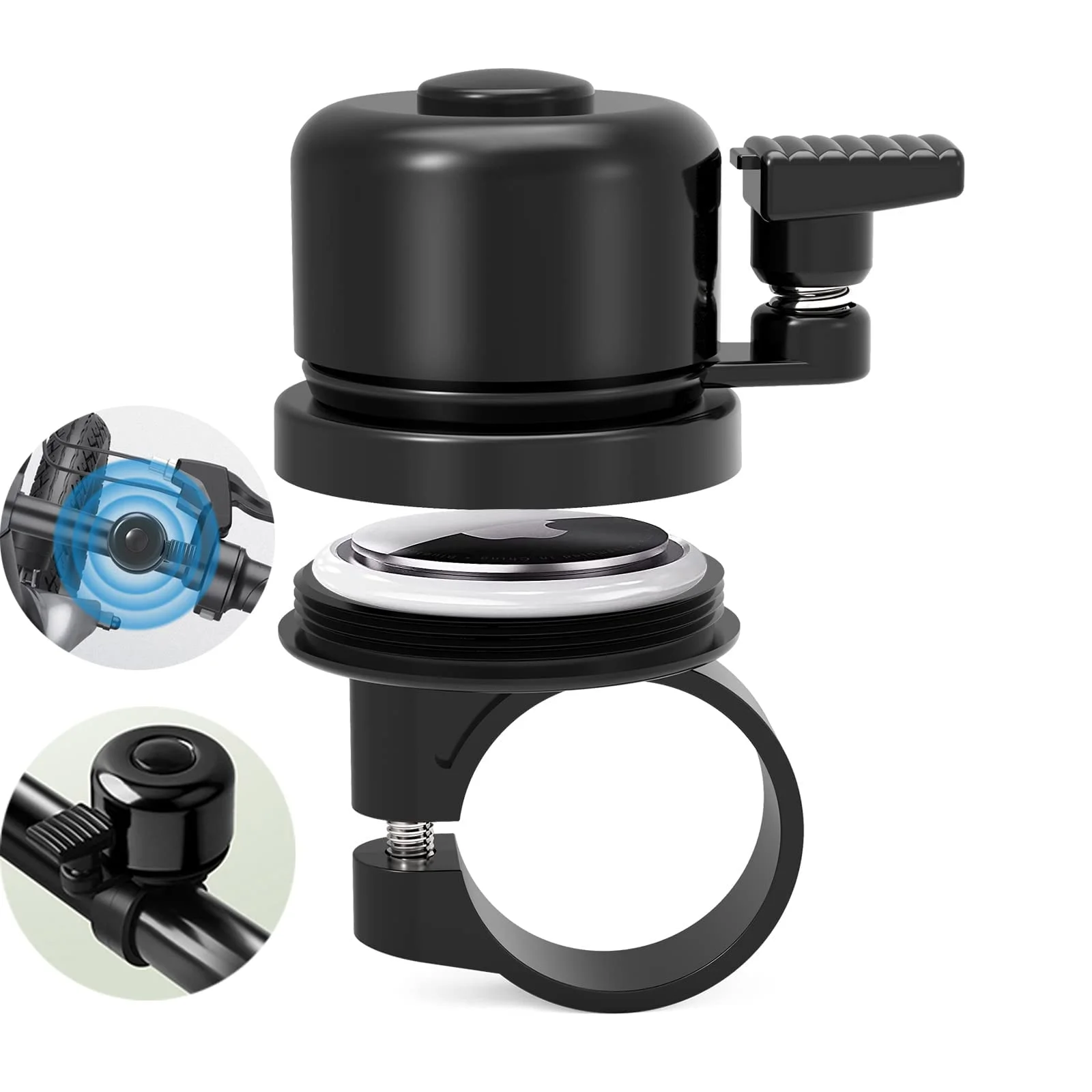 Versteckte AirTag-Fahrradklingel: Diebstahlsicherer GPS-Tracker-Halter, Wasserdichter Aluminium-MTB-Sicherheitsalarm, Diskreter Fahrradklingel-Halter Image