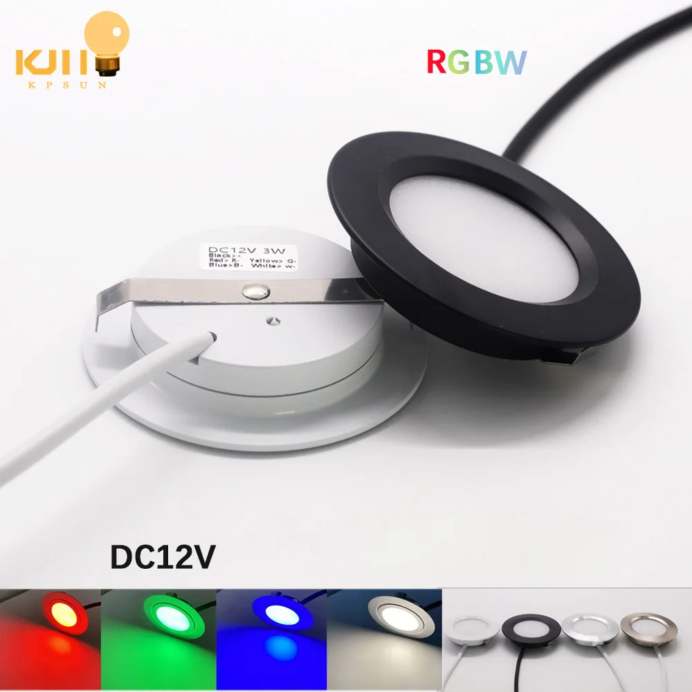 Mini Runde LED-Einbauleuchte, Eingebauter Deckenstrahler, Kleiner Spotlight, Schlafzimmer, Wohnmobil, Bar, KTV, RGBW, Eingebauter Strahler, 3W, 12V