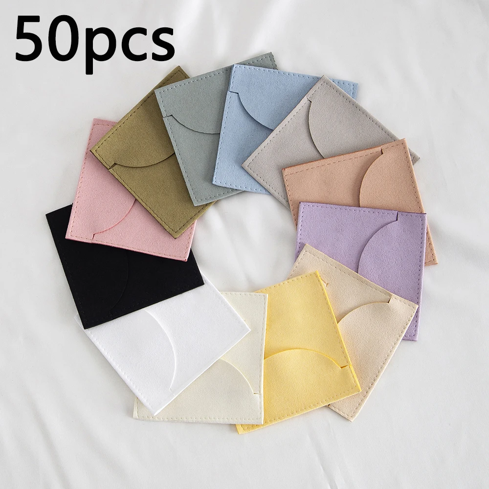 50/10/1 Stück Mikrofaser-Beutel aus weichem Samt, Schmuck-Geschenkbeutel für Halskette, Weihnachten, Hochzeit, Geschenkpaket, Umschlagbeutel Image