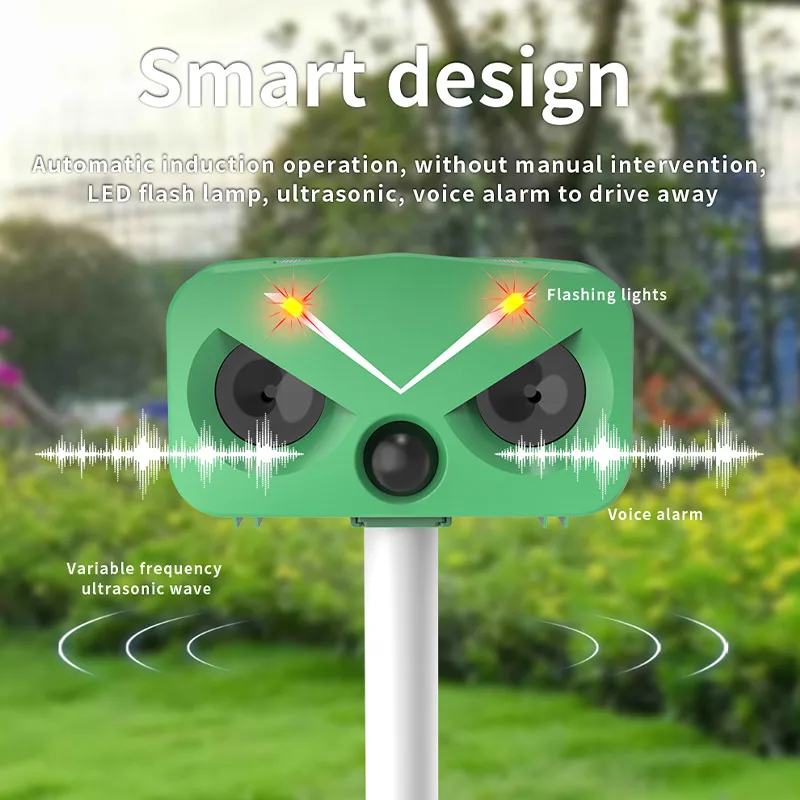 Ultraschall-Tierabwehrgerät mit Außenfrequenz, vier Gänge, einstellbares LED-Blitzlicht, PIR-Infrarot-Erkennung Image