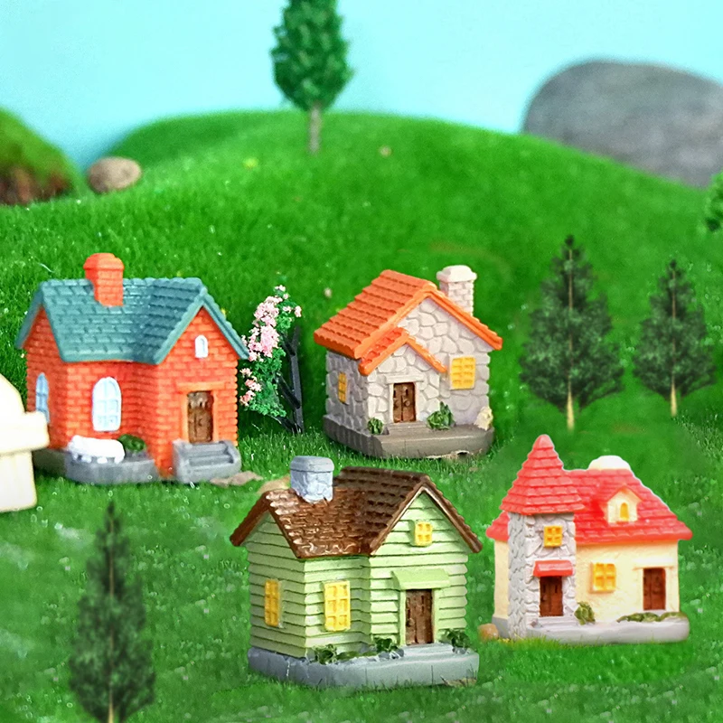 【F】Deko-Harz-Ornament Miniatur-Feengartenhaus Villa Miniatur-Landschaftsbau Bonsai-Deko Outdoor DIY Puppenhaus-Dekoration Image