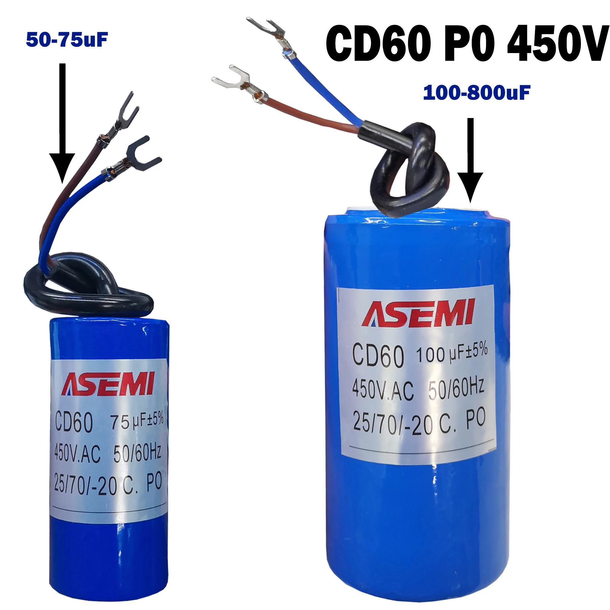 CD60 300uF 450VAC P0 Anlaufkondensator ASEMI 50uF 75uF 100uF 200uF 250uF 300uF 350uF 400uF 450uF 500uF 800uF Image