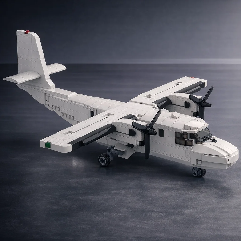 MOC Militärflugzeug-Bausteinset, Zweimotoriges Flugzeugmodell, DIY-Montagebausteine, Schreibtischdekoration, Geschenk für Erwachsene und Kinder Image