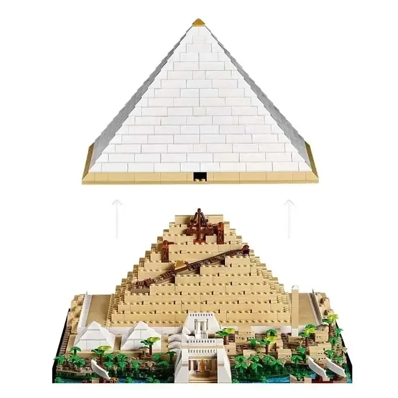 1476-teiliges MOC-Bauset der Große Pyramide von Gizeh (Kompatibel mit 21058) - Architekturmodell des Alten Ägypten mit Stadtansicht, STEM Image
