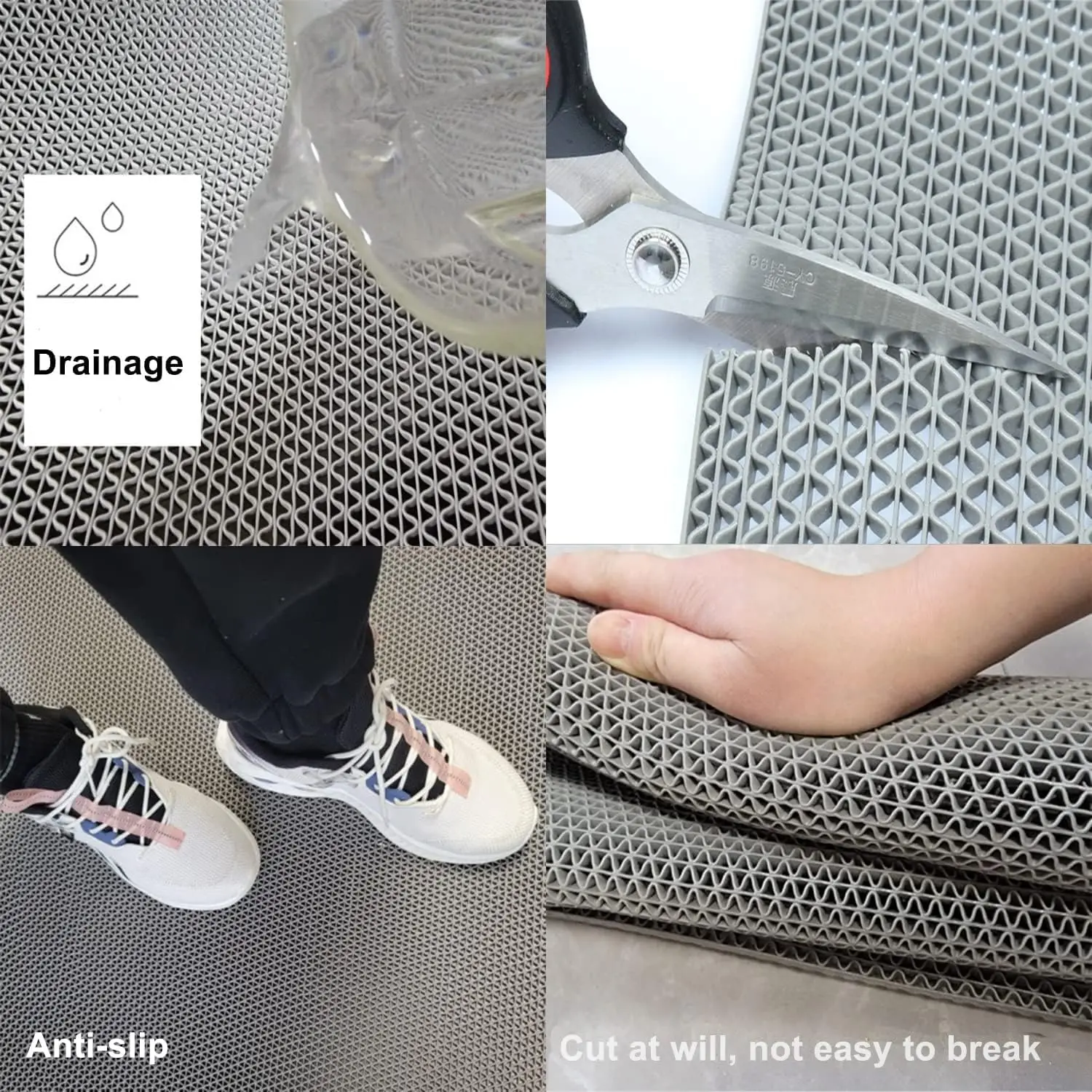 Minimalistische Rutschfeste Matte für Bad und Küche, Hohlgitter-Badezimmermatte, Rutschfeste Kunststoffmatte, Langlebig und Modisch Image