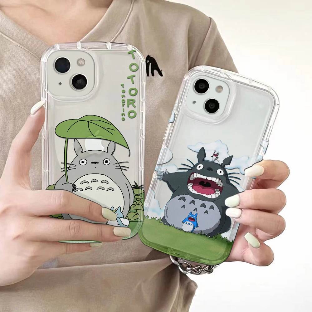 Cartoon schwarzer Schatten süße Katze Handyhülle für Samsung Galaxy S25 S24 S23 S22 S21 S20 FE Ultra Plus 4G 5G Totoros Klare Rückseite Image