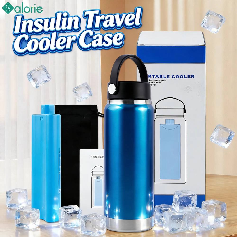 Tragbare Insulin-Kühlbox für bis zu 7 Insulinpen, diabetikerfreundliche Reise-Kühlbox mit Griff und Kordelzugbeutel zum Schutz. Image