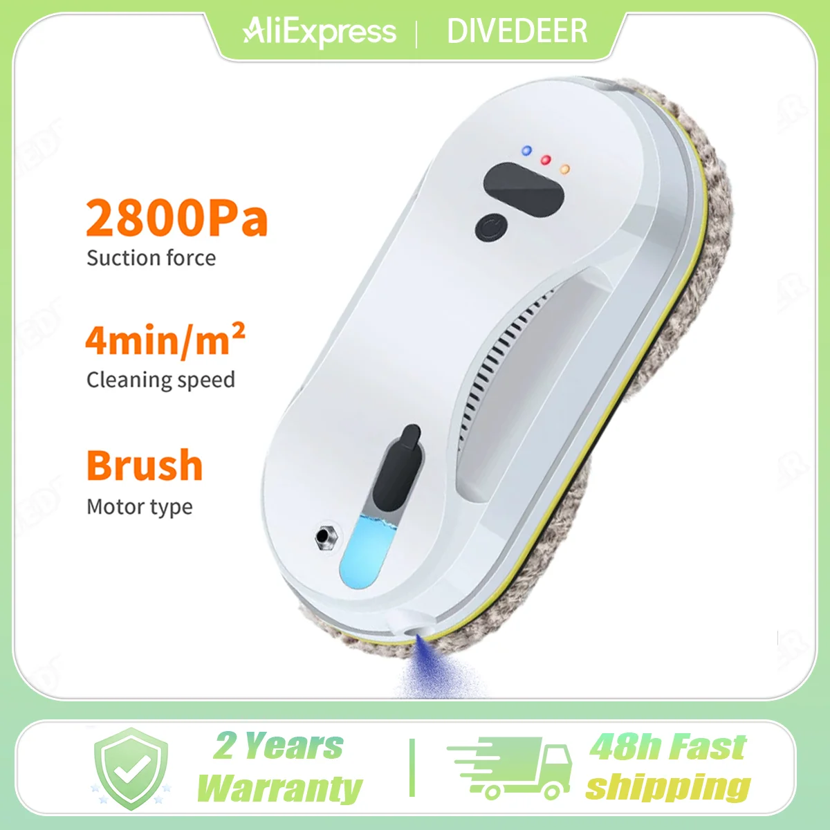 DIVEDEER Automatischer Wasserstrahl-Fensterreiniger, großer Glasreinigungsroboter mit Saugfunktion, ferngesteuerter Glasreinigungsroboter mit großer Saugkraft Image