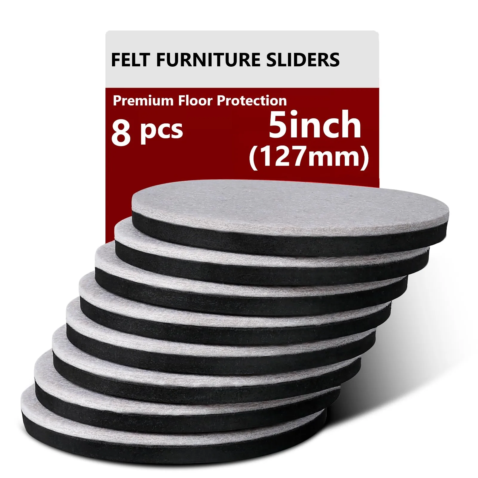 8 Stück 5 Zoll Filz-Möbelgleiter für Hartholzböden, wiederverwendbare Filz-Möbelunterlagen