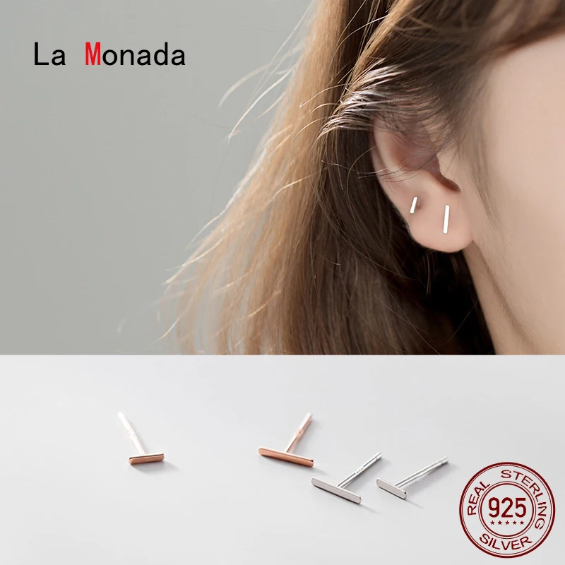 Orecchini a bottone La Monada Stick per donna Argento 925 Orecchini da donna minimalisti pregiati Orecchini a bottone in argento sterling 925