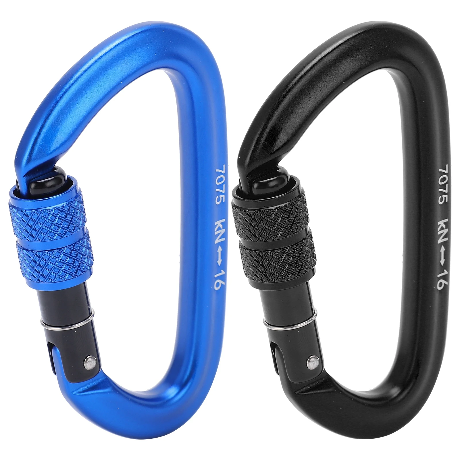16KN Aluminiumlegierung Karabiner mit Schraubverschluss, D-Ring-Clip-Haken zum Klettern, Wandern, Camping, Schnapphaken, Schraubverschluss, D‑ Image