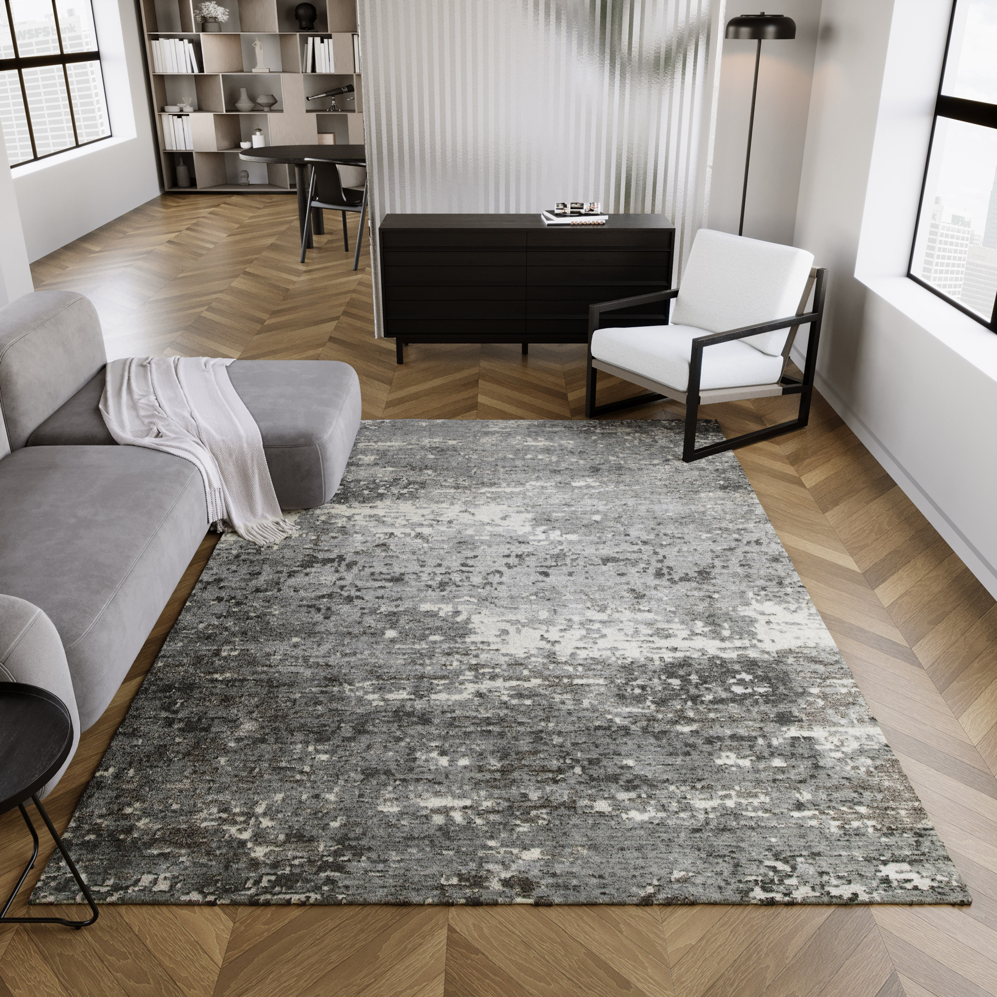 Teppich ESPRIT "Brookville", grau, B:50cm H:6mm L:80cm, Schurwolle, Teppiche, Teppich, Wollteppich, natürlich, vintage, gewebt, kurzflor, hochwertig Image