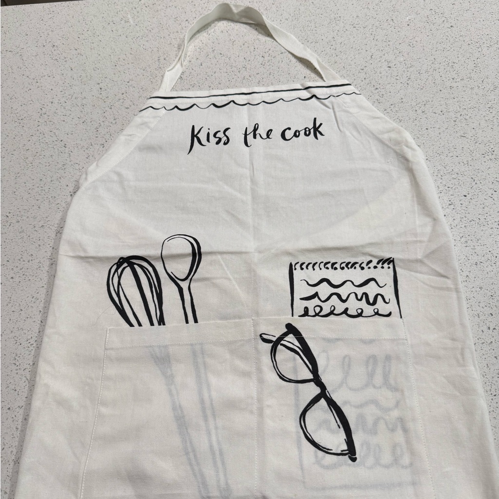 Kate Spade Kitchen | Kate Spade White Apron With Black Kitchen Design L1 | Color: Black/White | Size: Os