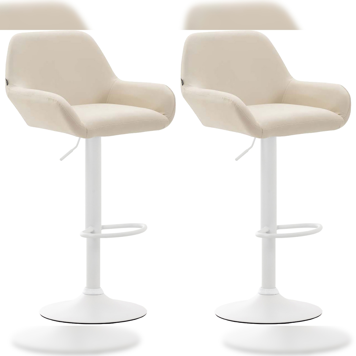 CLP 2er Set Barhocker Braga Kunstleder creme/weiß Image