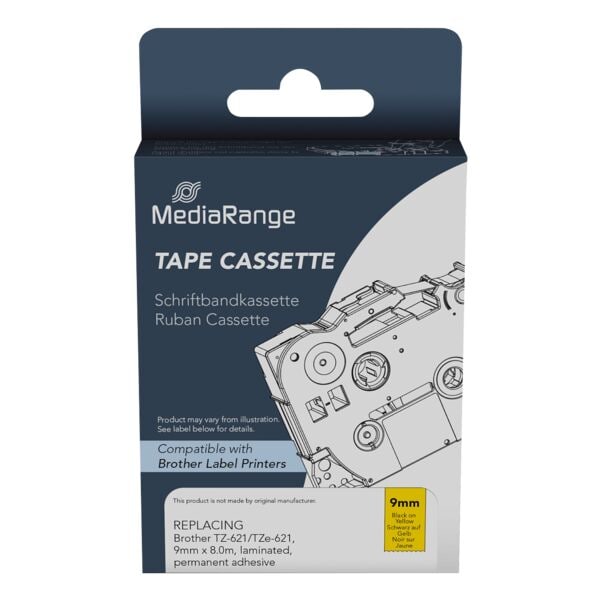 MediaRange Schriftband ersetzt brother TZe-631 schwarz auf gelb 9 mm x 8 m, 0.9 cm