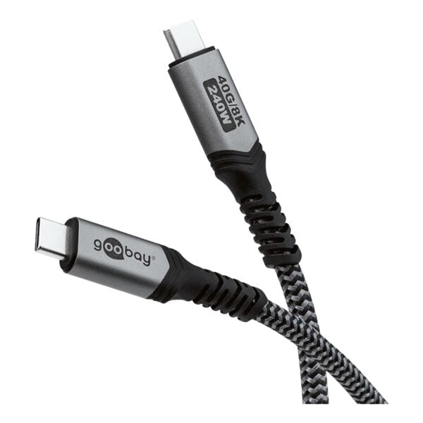 goobay Ladekabel USB-C (USB4) 240 W schwarz 1,8 m schwarz