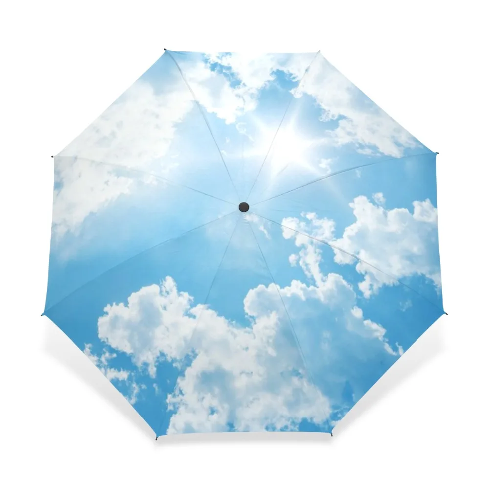 Creative Sky Luxury Fashion Tre Ombrello automatico pieghevole Pioggia Donna Antivento Protezione solare Ombrello durevole Parapluie
