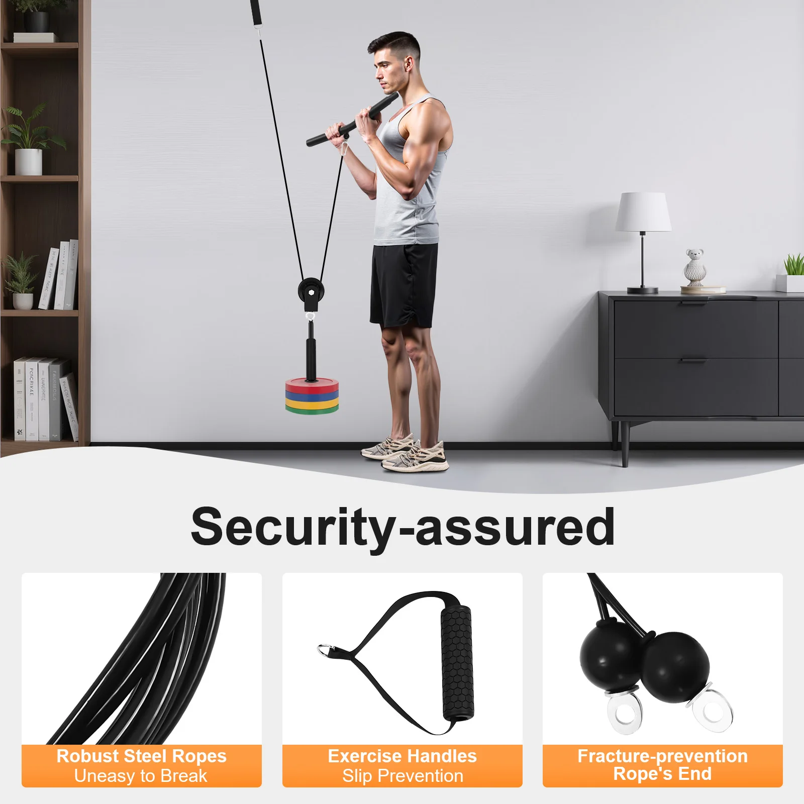 Seilzugsystem Fitness-Kabelzugsystem Rostfreies Kabelzugsystem Fitness 120kg Belastung Kabel-Latzug Fitness für Zuhause/Fitnessstudio