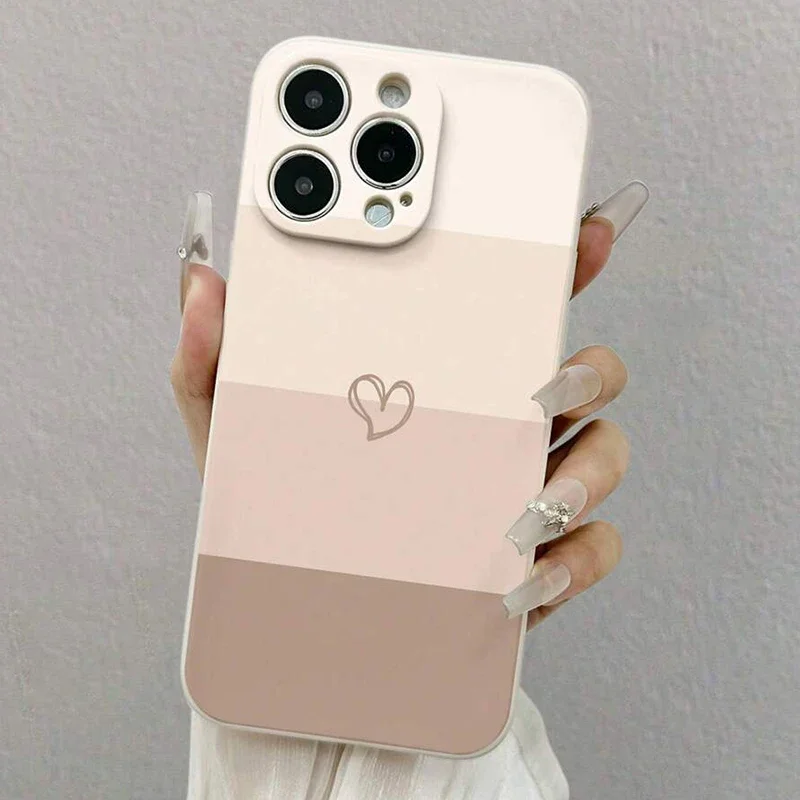 Heart Shaped Painted Soft Shockproof Phone Case For iPhone 16 Pro Cases iPhone 15 14 13 12 11 Pro Max XS X XR 7 8 Plus 16 Cover