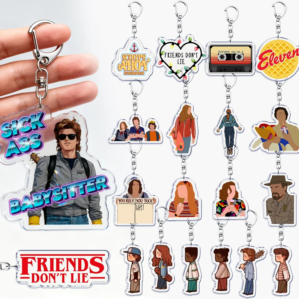 Mode TV Show Chibi Things Schlüsselanhänger für Zubehör Tasche Elf Joyce Byers Mike Art Charm Schlüsselanhänger Schmuck Freunde Geschenke Image