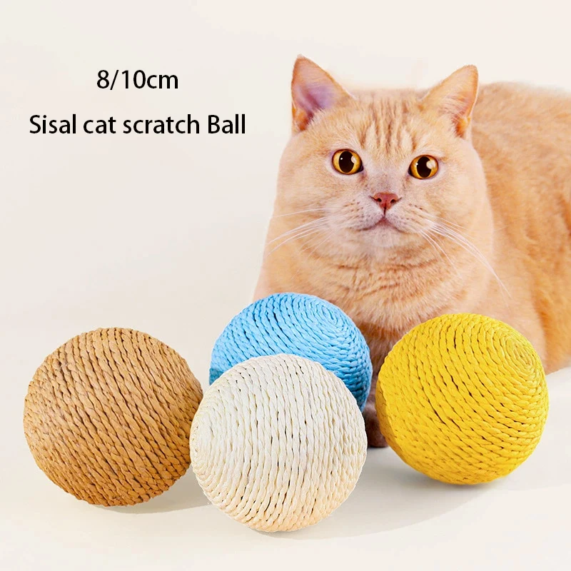 8-10CM Interaktiver Sisal-Katzenkratzball für Kätzchen zur Zahnreinigung, Anti-Biss-Katzenball, klingendes Spielzeug, Haustierbedarf Image