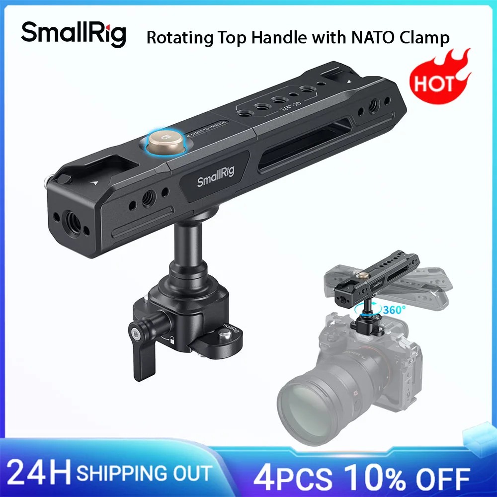 SmallRig drehbarer oberer Griff mit NATO-Klemme, leichter NATO-Obergriff für Kamerakäfig, Ein-Tasten-Drehung 360° ° Handgriff für Sony Image