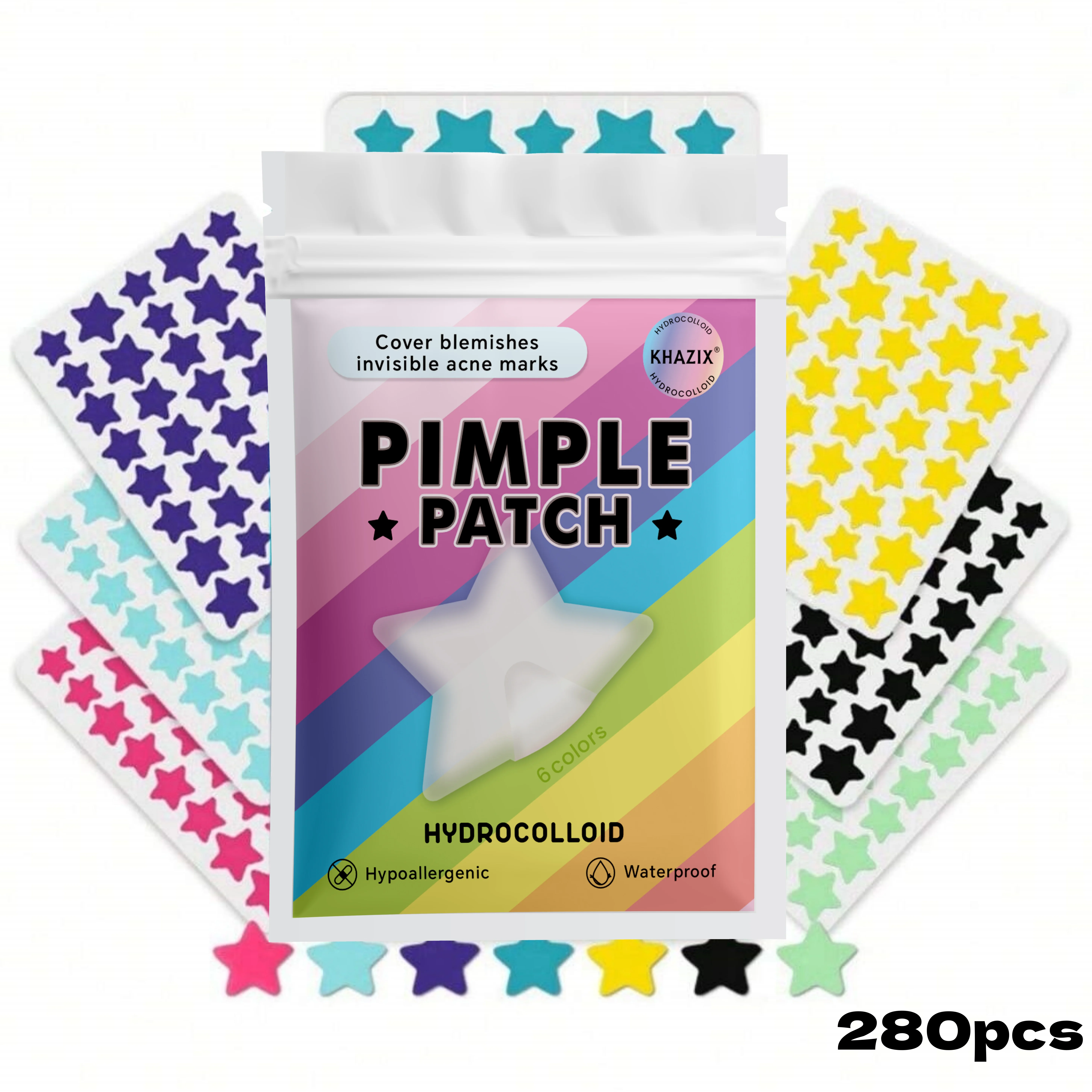 280 Stück Hydrokolloid-Akne-Pflaster, runde Akne-Pflaster, sternförmige Akne-Pflaster, Geburtstagsgeschenke, Valentinstagsgeschenke Image