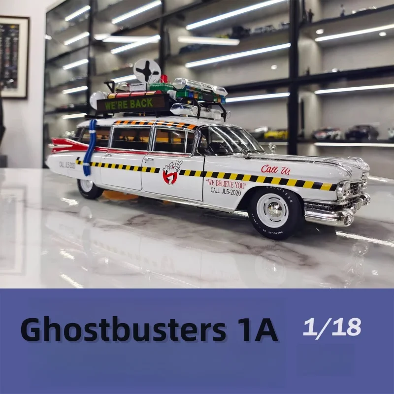 1:18 Cadillac Ghostbusters 1A Filmwagen Legierung voll offen Feine Legierung voll offenes Druckguss-Simulationsautomodell, Erwachsenenanzeige Image