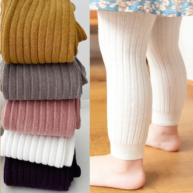 1–6 Jahre Mädchen Kleinkind Baby Basic gerippter Pullover und Leggings ohne Fuß Strumpfhosen Kinder kleine Mädchen Kleid unten oben Hosen Image