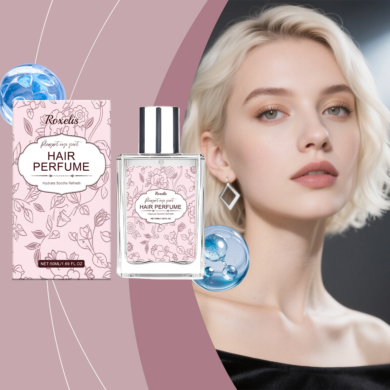 Sanfter Rosen-Duft Haarparfüm, mild & natürlich, frisch & elegant Eau de Toilette, täglich tragbarer Haarduftnebel